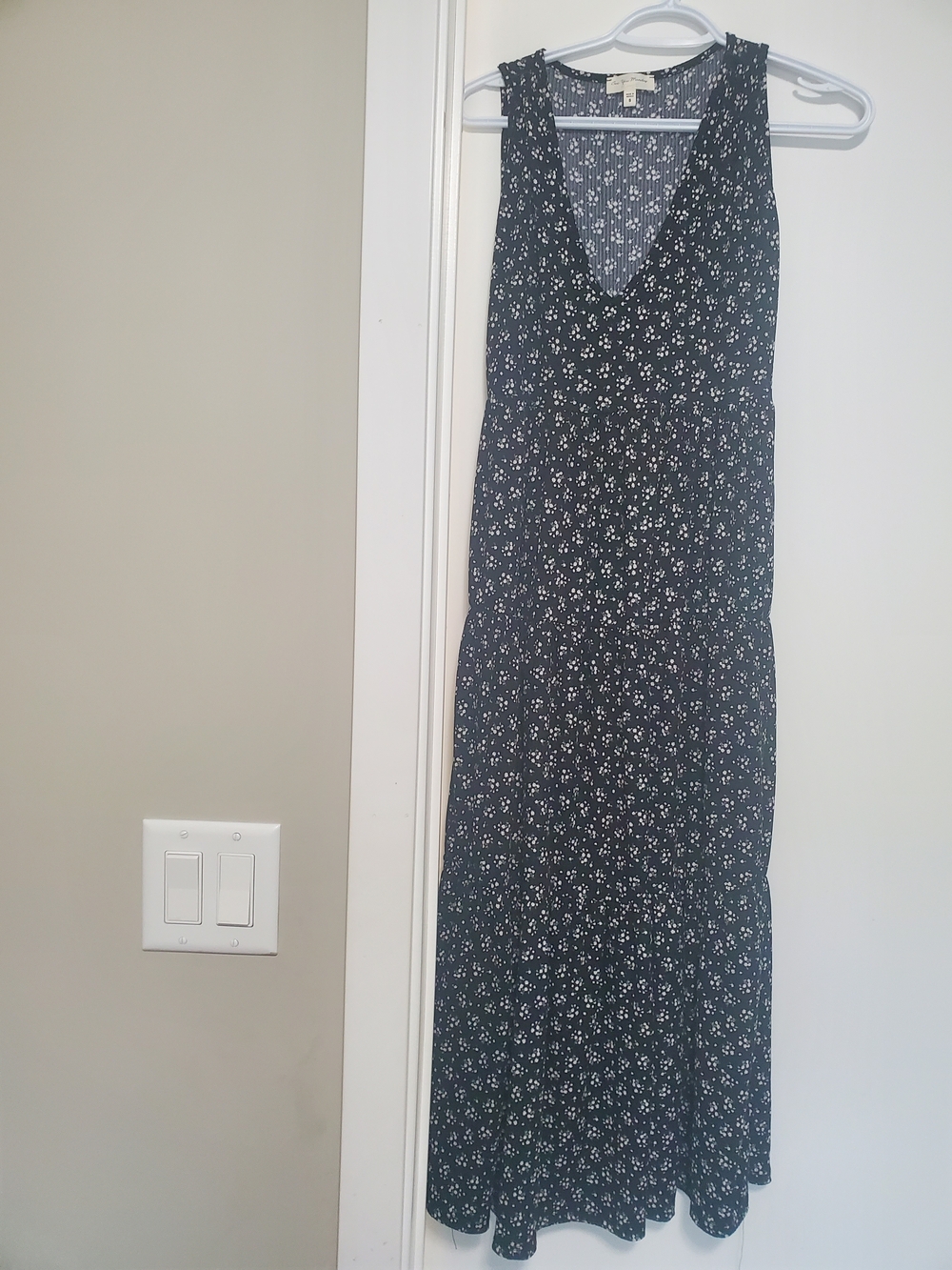 See You Monday Black Maxi A with White Floral Print Dress